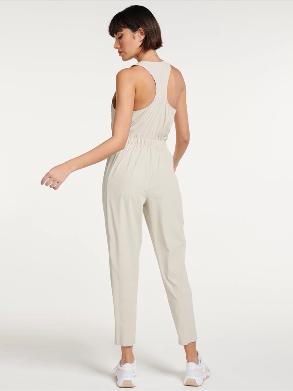 FLX women’s woven Cream Jumpsuit with Elastic Waist size XL